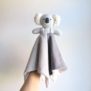 Koala bear lovey, organic lovey, all natural lovey, organic cuddly blanket, organic baby comforter, koala security blanket
