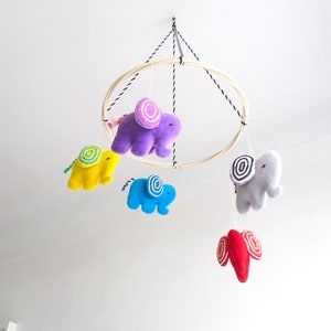 Baby mobile elephants, ceiling baby mobile elephants, nursery mobile elephants, colorful elephants baby mobile, nursery decor elephants image 1