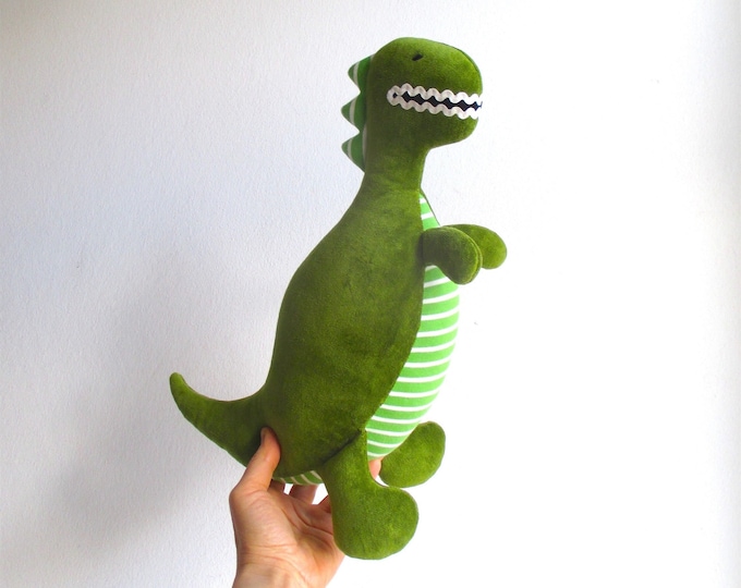 Organic dinosaur, stuffed dinosaur toy, T-rex stuffed toy, plush dinosaur, tyrannosaurus rex, green toy, plush dino, soft T-rex toy