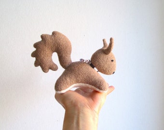 Organic squirrel toy, squirrel stuffed toy, squirrel stuffed animal, forest creature, light brown squirrel toy, soft squirrel, can be vegan