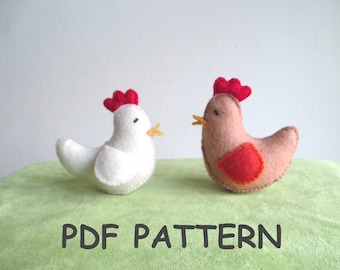 Felt Chicken Sewing Pattern, DIY Mini Toy (PDF Pattern)