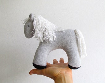 Organic horse toy, grey horse toy,  gray horse toy, neutral toy horse, Waldorf horse, organic farm animal, eco friendly horse, can be vegan