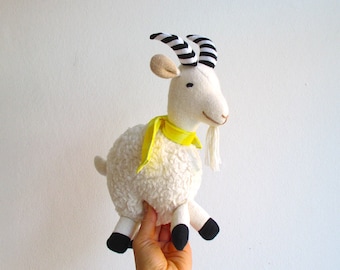 Organic plush goat, organic stuffed goat, organic goat toy, soft toy goat, goat plushie, can be vegan