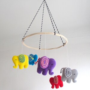 Baby mobile elephants, ceiling baby mobile elephants, nursery mobile elephants, colorful elephants baby mobile, nursery decor elephants image 3