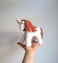 Unicorn, organic, fairytale creature, white, colorful, rainbow, fantasy, Waldorf, imagination play, legendary creature, can be made vegan product logo