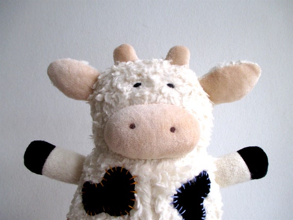 Animal Pillow. Cow Pillow. Organic Cotton. Cow Plush. Farm Nursery