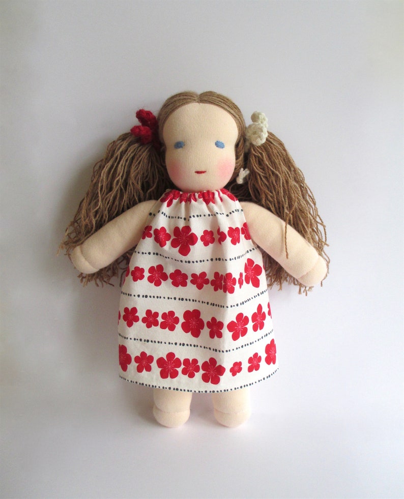 Organic girl doll, оrganic waldorf doll, blue eyed Waldorf doll, long haired Waldorf doll, 12 inch Waldorf doll, Christmas gift girl image 4