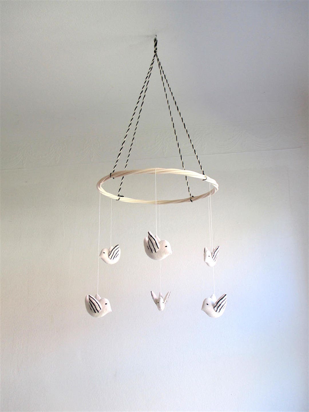 Baby Mobile Birds Nursery Mobile Birds Flying Birds Black Etsy