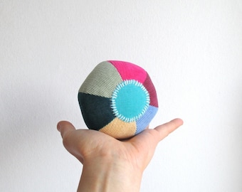 Play ball, rattle ball, organic, Waldorf, soft, colorful, baby, shower gift, multicolor, vegan