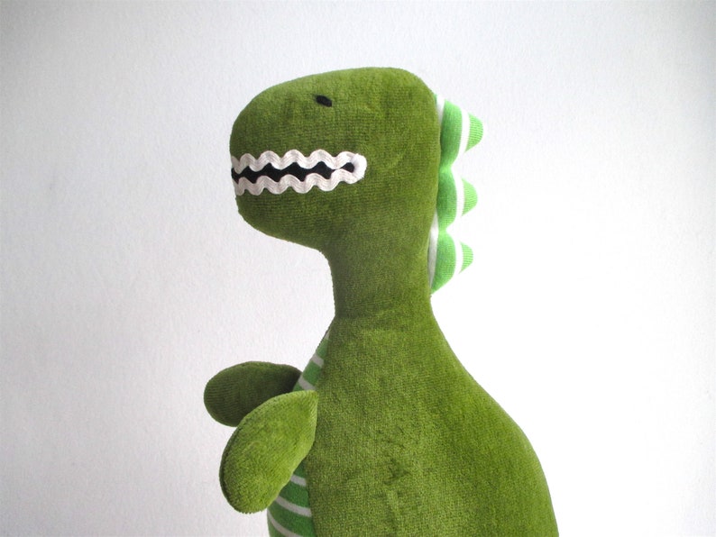 Organic dinosaur, stuffed dinosaur toy, T-rex stuffed toy, plush dinosaur, tyrannosaurus rex, green toy, plush dino, soft T-rex toy image 2