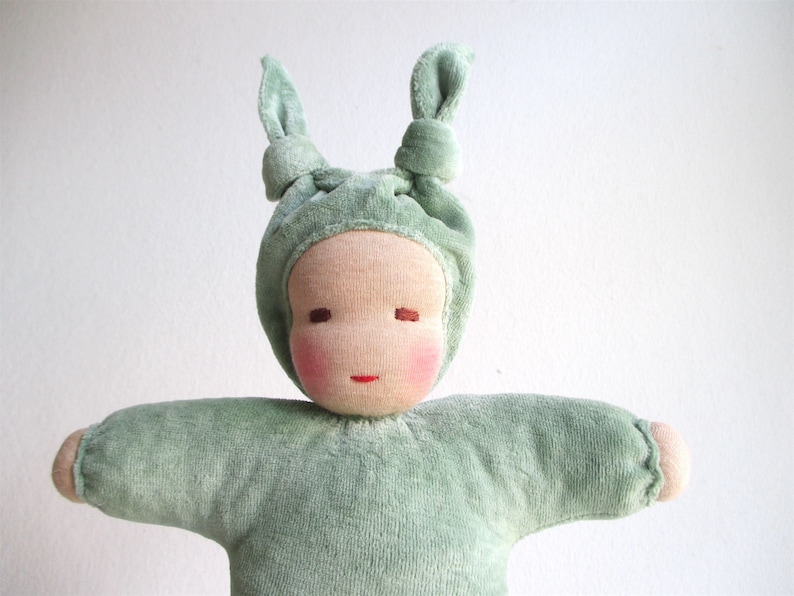 Organic Green Baby Doll Organic First Doll Green Bunting Etsy