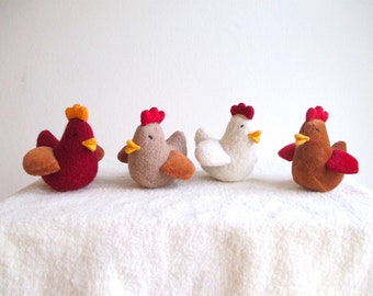 Organic toy chickens, soft small chickens, play set chickens, organic plush chicken, chicken stuffed toy