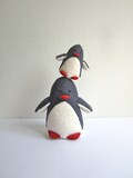 Penguins - mama and child, organic, baby, toddler, eco friendly, animal, toy, plush, soft, cosy, grey, white, yellow, shower gift product logo