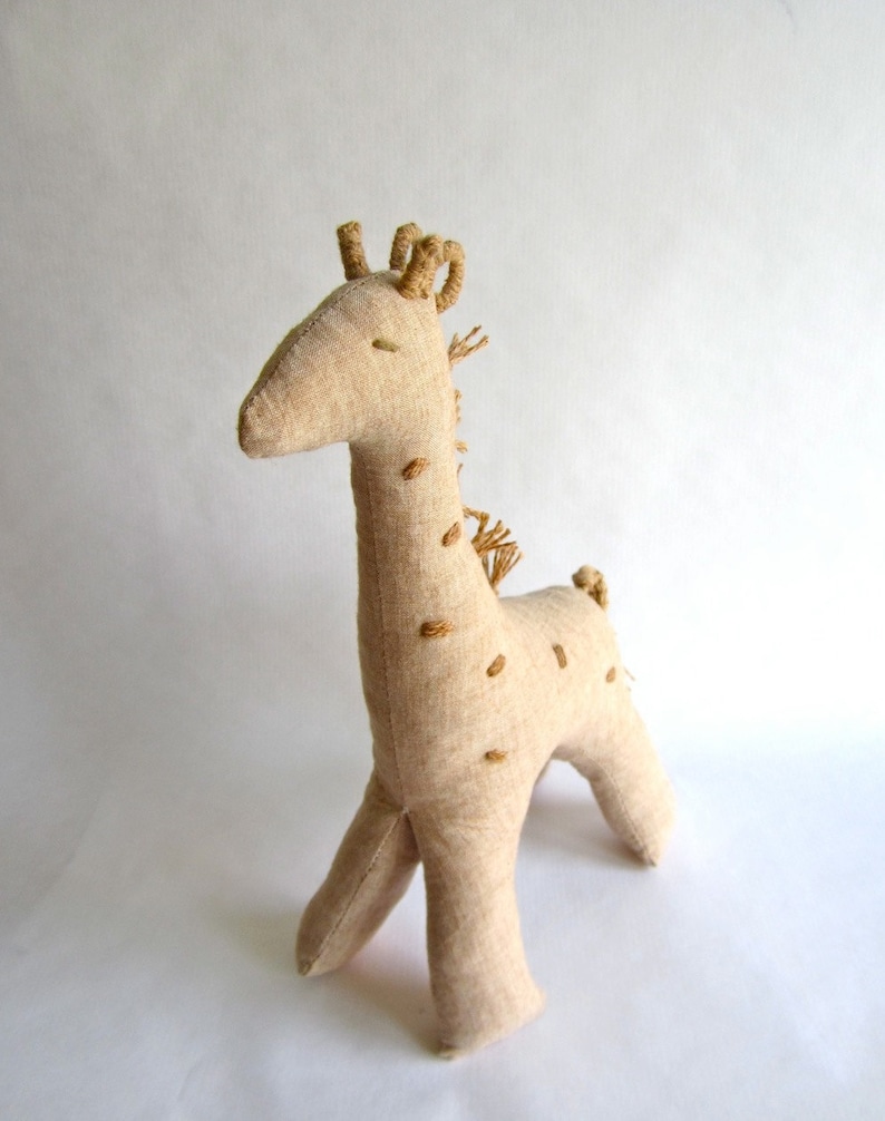 Organic giraffe toy, natural toy giraffe, baby toy giraffe, eco friendly giraffe, neutral toy, safari nursery, soft giraffe, can be vegan image 3