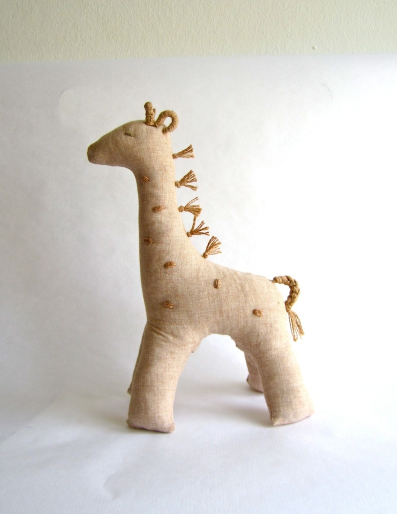 Organic giraffe toy, natural toy giraffe, baby toy giraffe, eco friendly giraffe, neutral toy, safari nursery, soft giraffe, can be vegan image 1