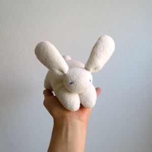 Organic Waldorf bunny, white bunny toy, soft bunny toy, waldorf rabbit, eco friendly bunny image 2