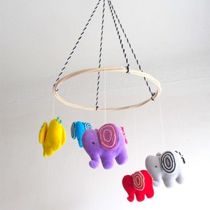 Baby mobile elephants, ceiling baby mobile elephants, nursery mobile elephants, colorful elephants baby mobile, nursery decor elephants image 2