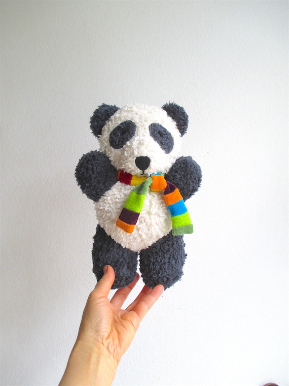 Handmade Organic Cotton Panda Bear Plush, Stuffed Animal Toy