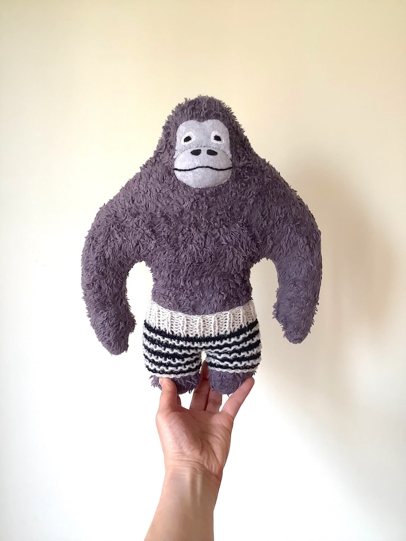 Gorilla Stuffed Toy Organic Gorilla Plush Gorilla Gray Etsy