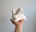 Organic Waldorf bunny, white bunny toy, soft bunny toy, waldorf rabbit, eco friendly bunny product logo