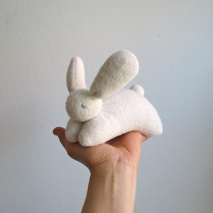 Organic Waldorf bunny, white bunny toy, soft bunny toy, waldorf rabbit, eco friendly bunny image 1