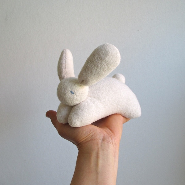Organic Waldorf bunny, white bunny toy, soft bunny toy, waldorf rabbit, eco friendly bunny