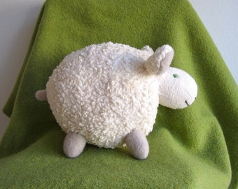 Mouton, agneau, biologique, doux, câlin, blanc, peluche, bébé, tout-petit, cadeau de douche