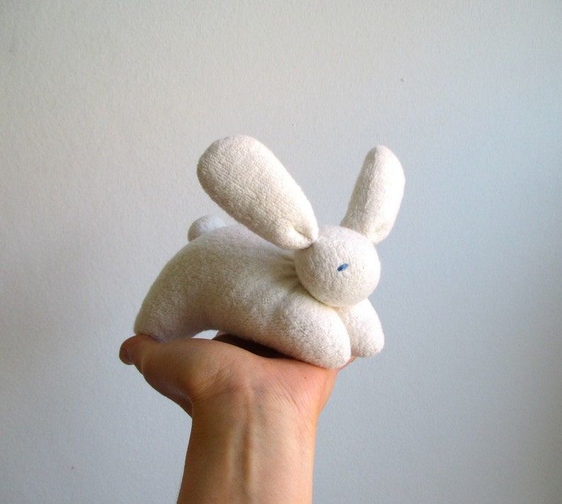 Organic Waldorf bunny, white bunny toy, soft bunny toy, waldorf rabbit, eco friendly bunny image 4