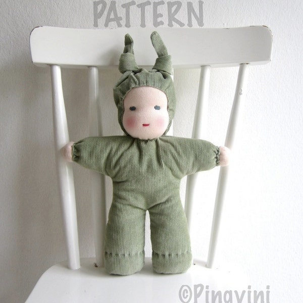 Waldorf doll sewing tutorial, sewing pattern, PDF file, instant download