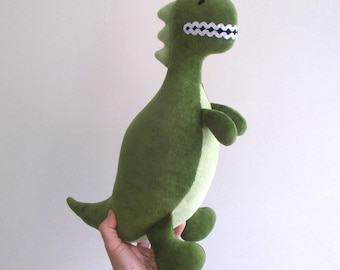 Organic dinosaur, stuffed dinosaur toy, T-rex stuffed toy, plush dinosaur, tyrannosaurus rex, green toy, plush dino, soft T-rex toy