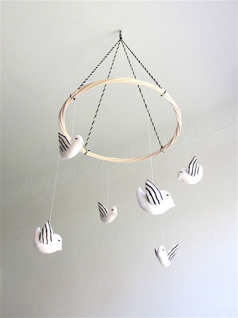 Baby Mobile Birds Nursery Mobile Birds Flying Birds Black Etsy