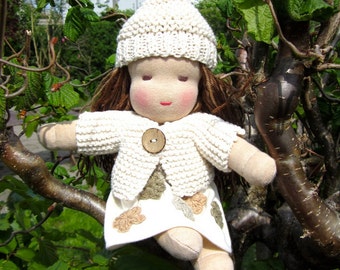 Organic Waldorf Doll, Alpaca Hair, Natural Earth Tones, 12 Inch