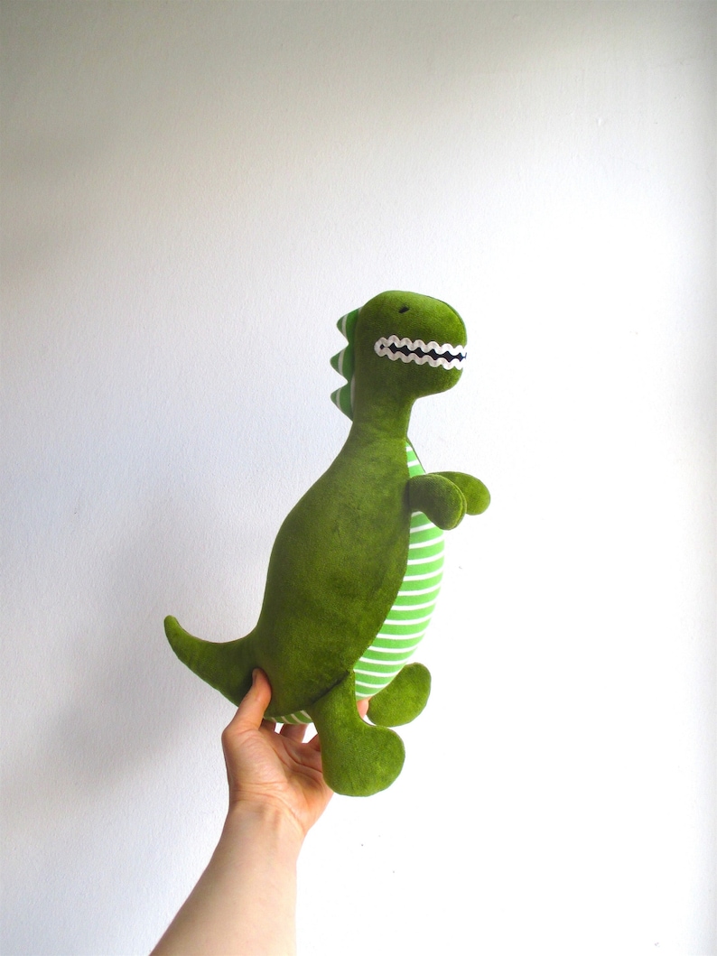 Organic dinosaur, stuffed dinosaur toy, T-rex stuffed toy, plush dinosaur, tyrannosaurus rex, green toy, plush dino, soft T-rex toy image 1