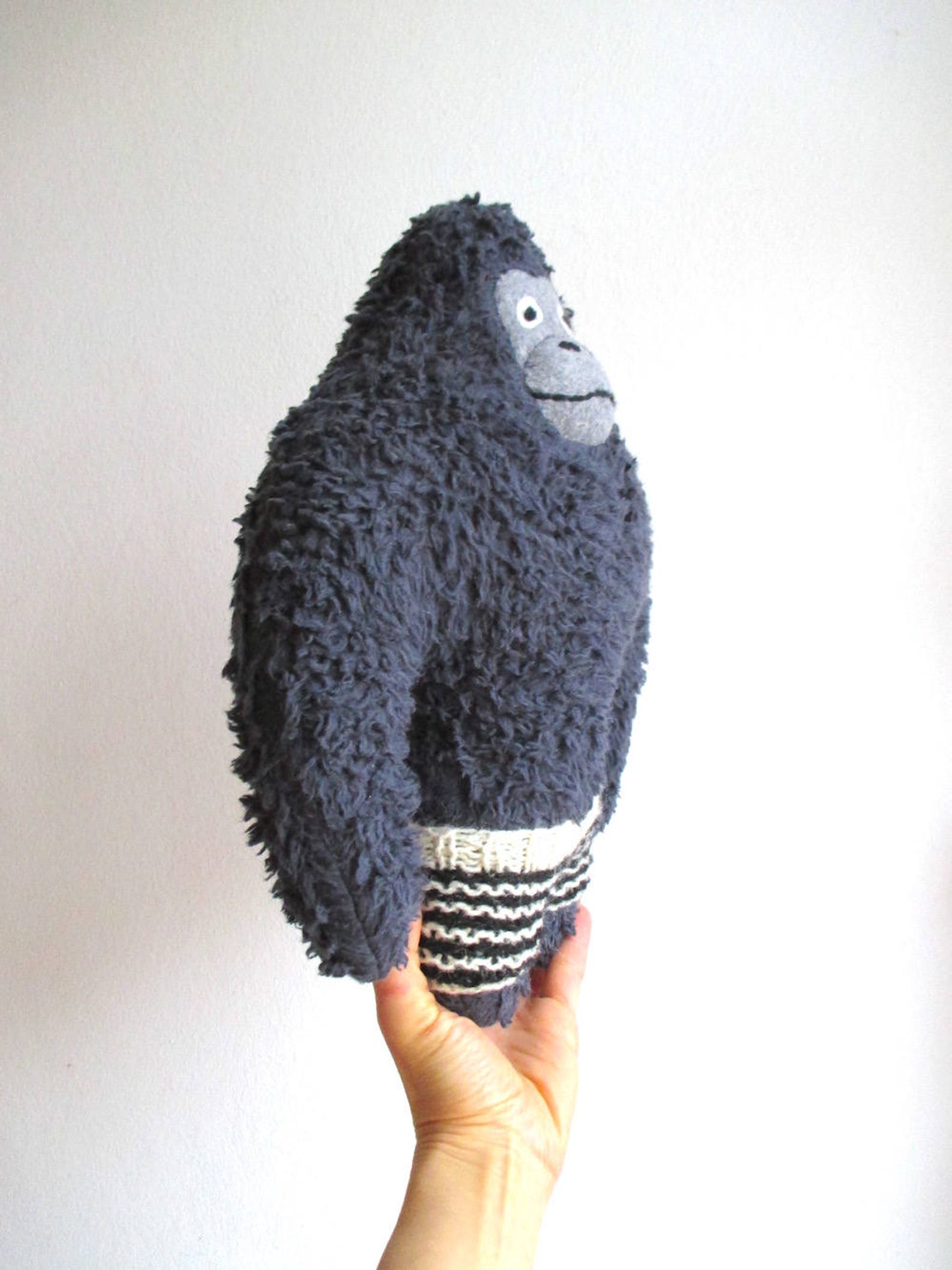 Gorilla Stuffed Toy Organic Gorilla Plush Gorilla Gray Etsy