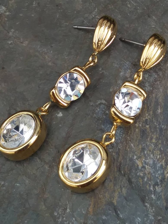 Golden Crystal Like Rhinestone Drop Earrings