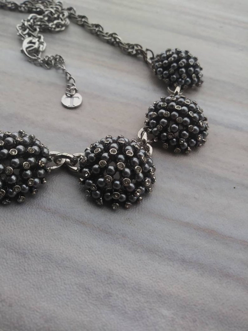 Talbots Gray Sea Crystal Cluster Statement Necklace