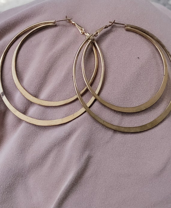 Black and Brass Double hoop earrings - image 2