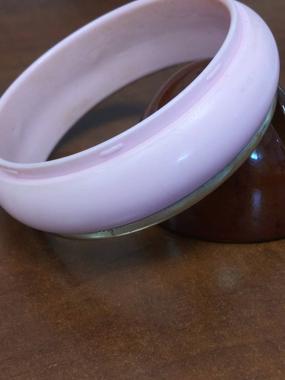 Bubblegum Pink Celluloid Bangle Cuff Bracelet - image 4