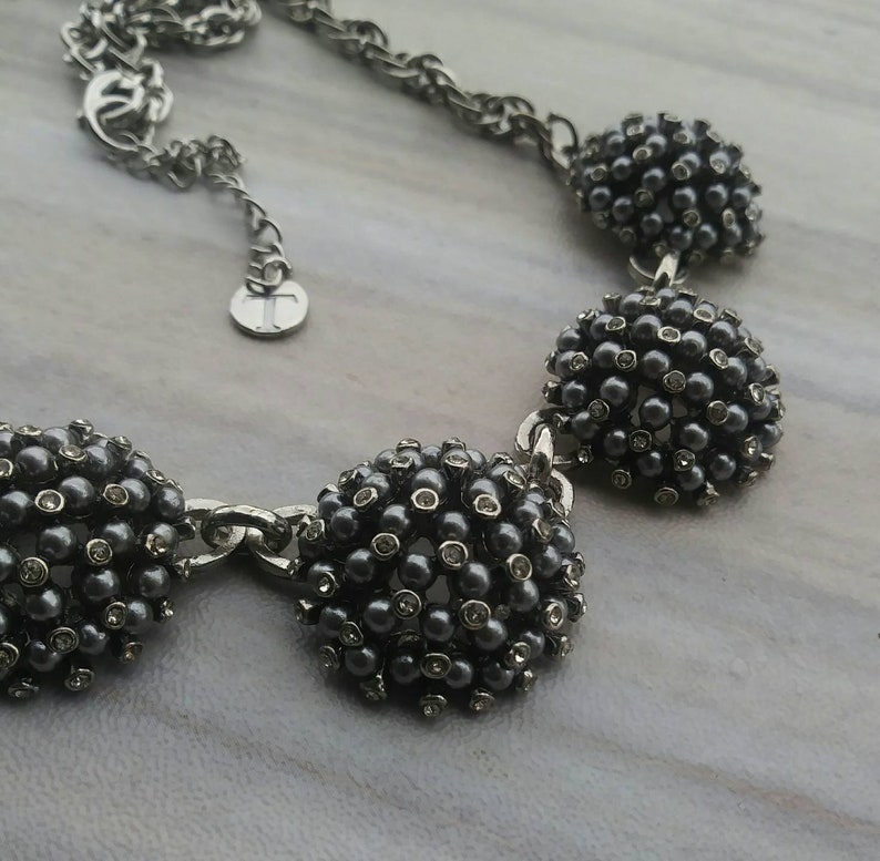 Talbots Gray Sea Crystal Cluster Statement Necklace