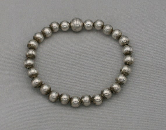 Vintage Milor 925 Silver Bead Magnetic Clasp Brac… - image 4