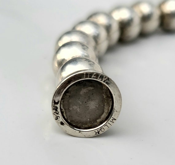 Vintage Milor 925 Silver Bead Magnetic Clasp Brac… - image 2