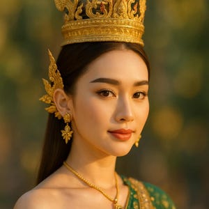 Thai Princess Wall Art – Traditional Thai Costume Photography, Royal Asian Woman Portrait, Digital Download