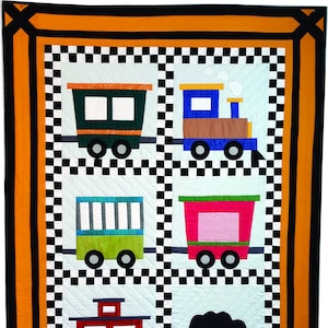 Alla ombord - Tågbabyquilt - PDF-mönster