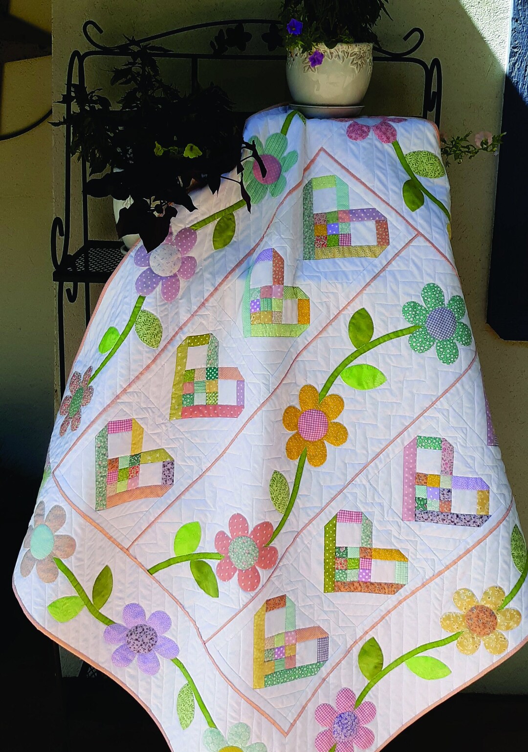 Hearts and Flowers Baby Quilt Pattern - Etsy Canada