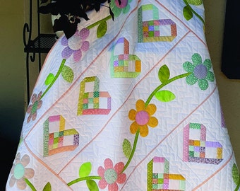 Hearts and Flowers Baby Quilt Pattern