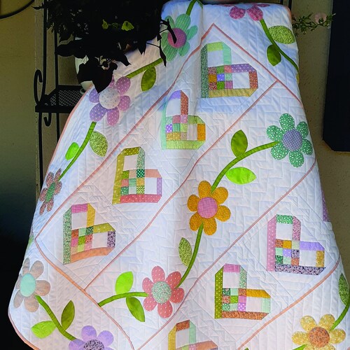 Hearts and Flowers Baby Quilt Pattern Etsy
