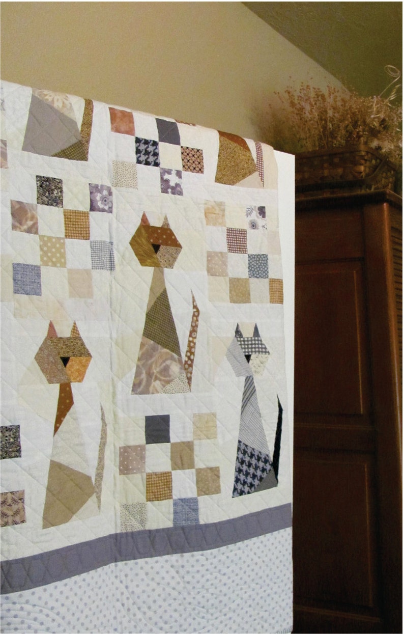 Scrappy Cat Quilt Pattern For cat lovers everywhere. This Etsy