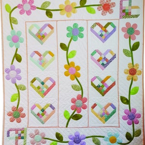 Hearts and Flowers Lap Quilt Pattern