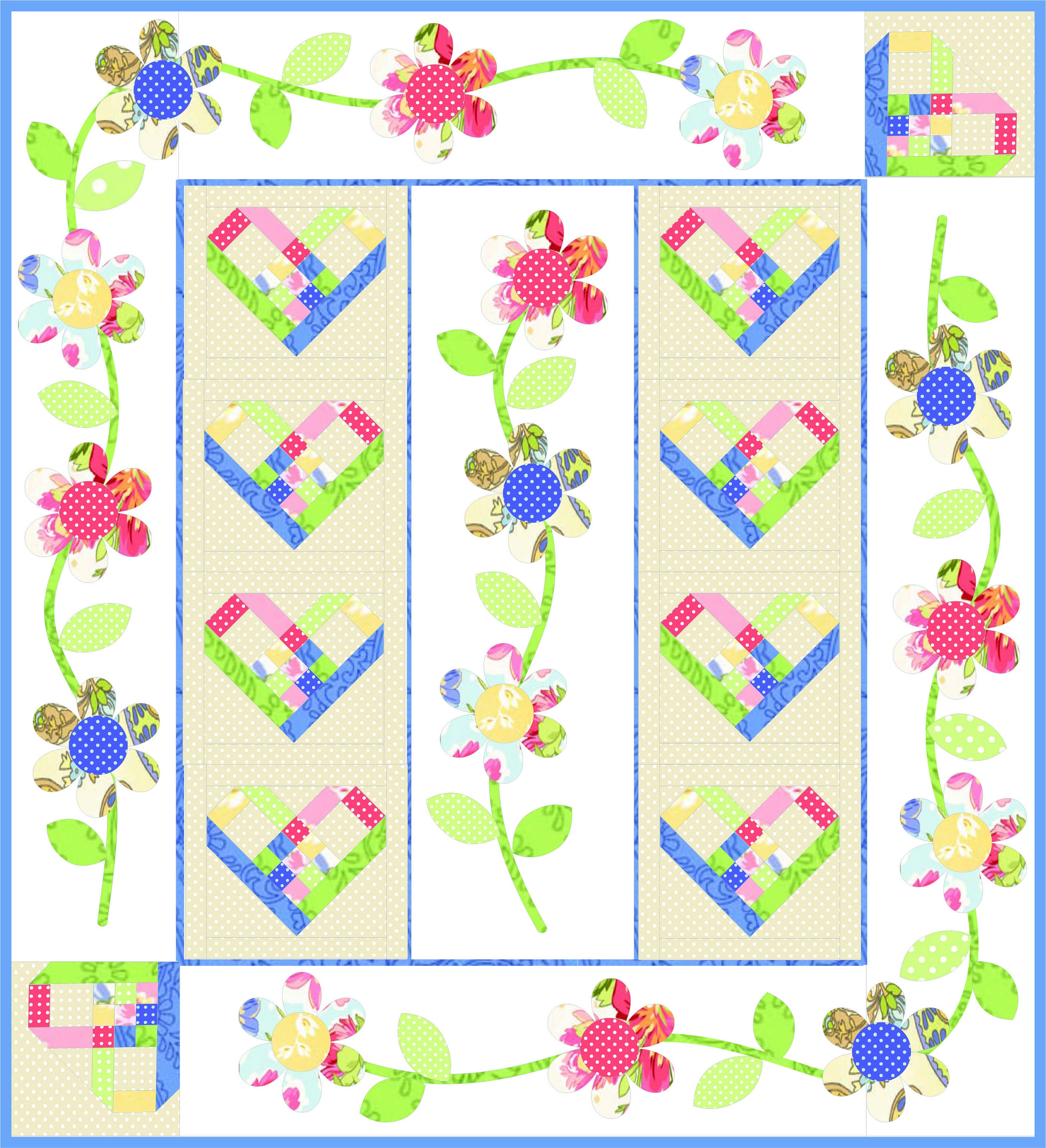 Hearts and Flowers Baby Quilt Pattern Etsy