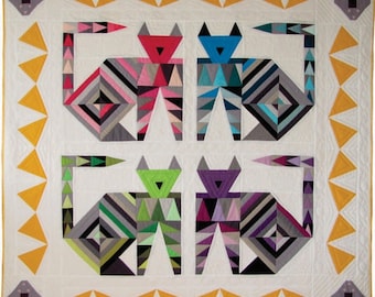 Kat- en muisquilt / muurhanger / babyquiltpatroon pdf